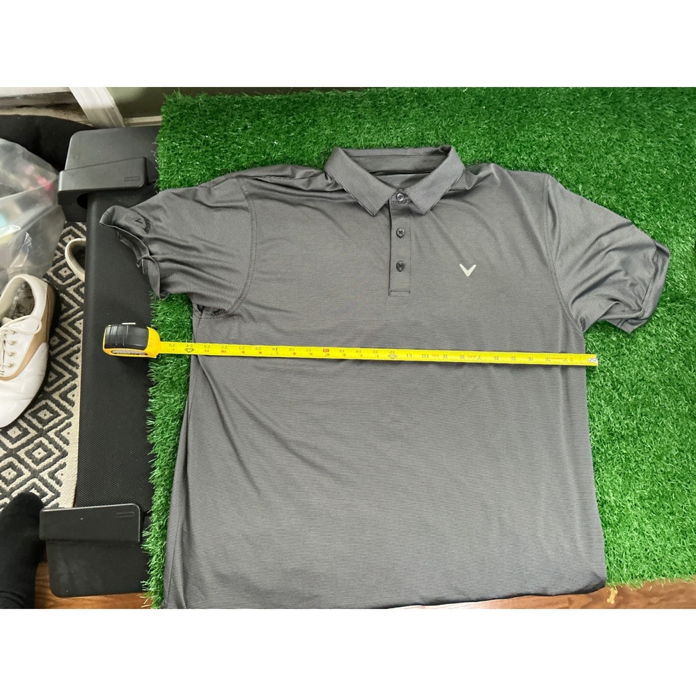 Callaway Golf Polo Shirt Mens XLGray Black Micro Stripe Short Sleeve Performance